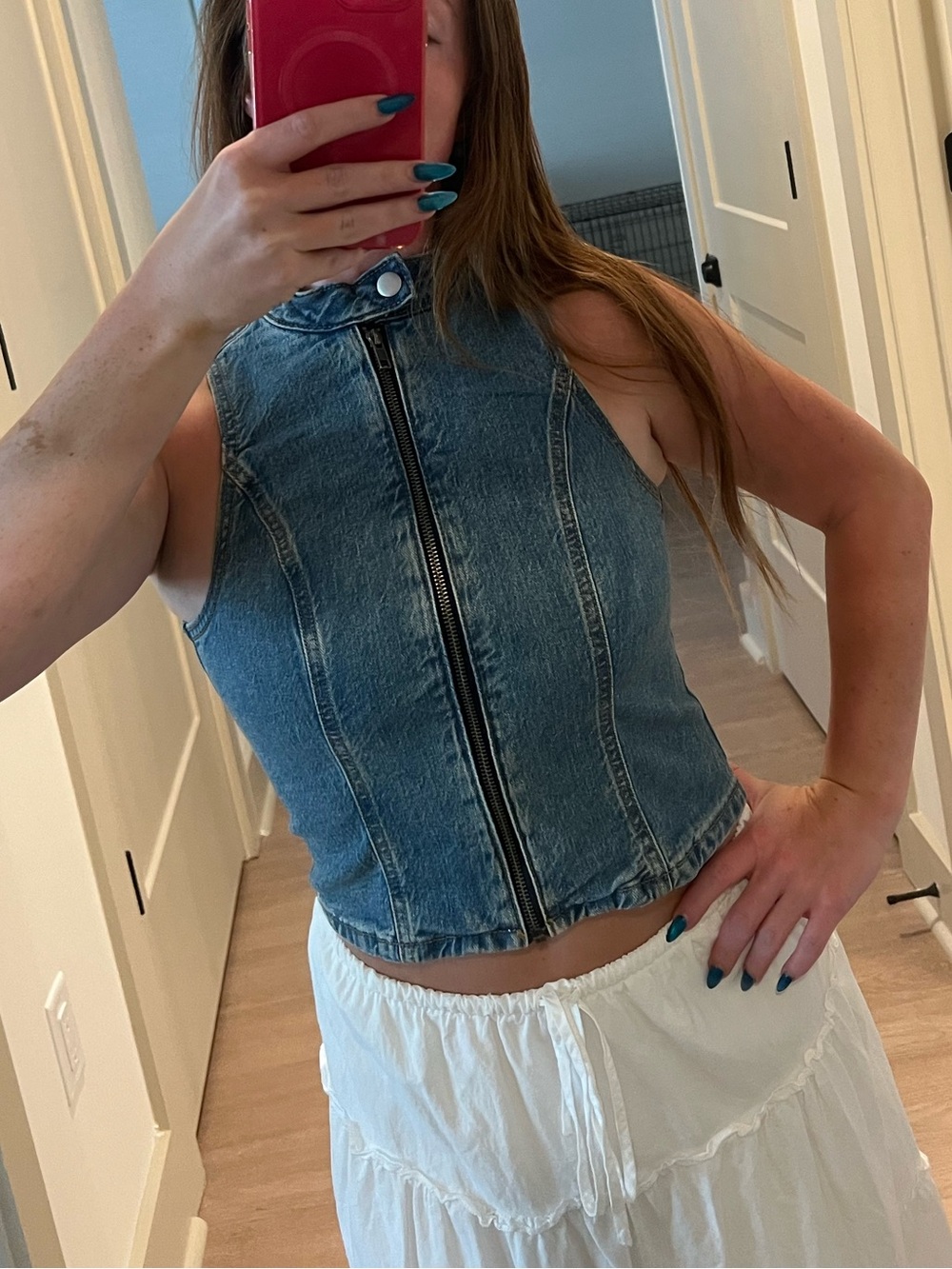 Denim Zip Up Vest